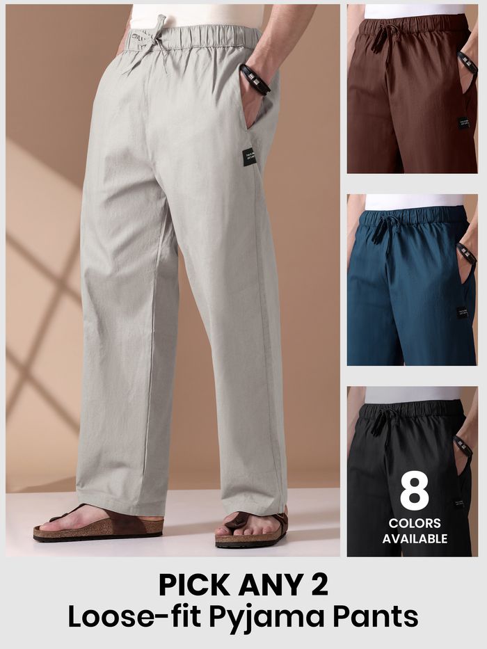 Pick Any 2 - Loose-fit Pyjama Pants Combo hover