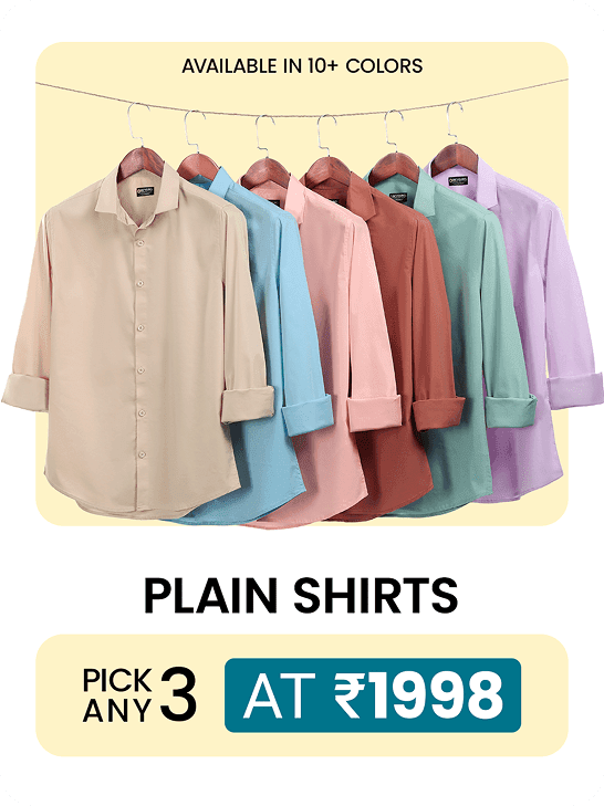 Pick Any 3 - Plain Cotton Shirts Combo